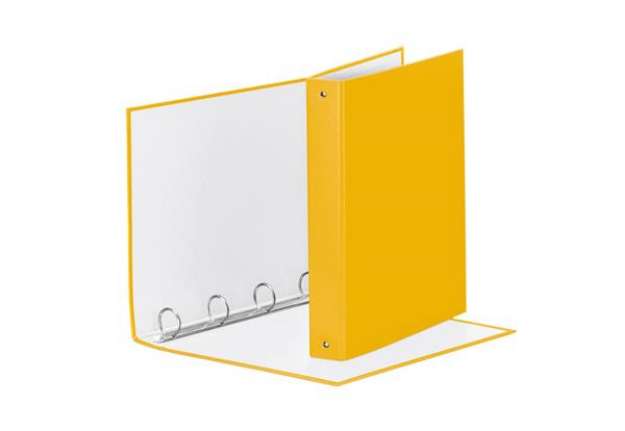 Immagine di Raccoglitore Esselte Meeting a 4 anelli tondi 30mm cartone rivestito in PP giallo 22x30cm dorso 4cm