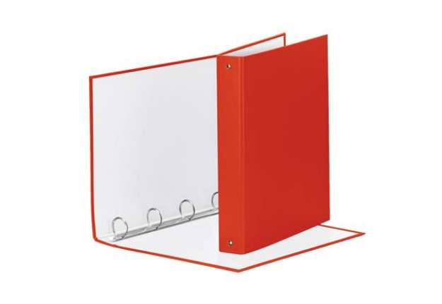 Immagine di Raccoglitore Esselte Meeting a 4 anelli tondi 30mm cartone rivestito in PP rosso 22x30cm dorso 4cm -