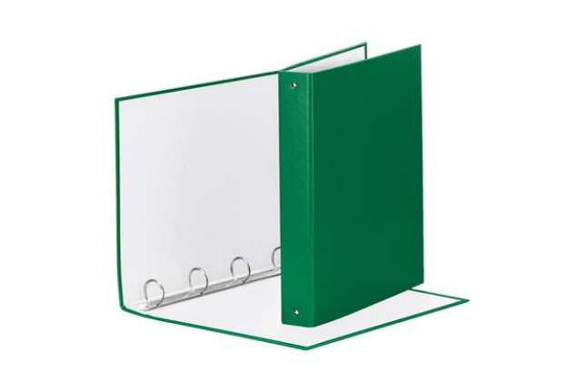 Immagine di Raccoglitore Esselte Meeting a 4 anelli tondi 30mm cartone rivestito in PP verde 22x30cm dorso 4cm -