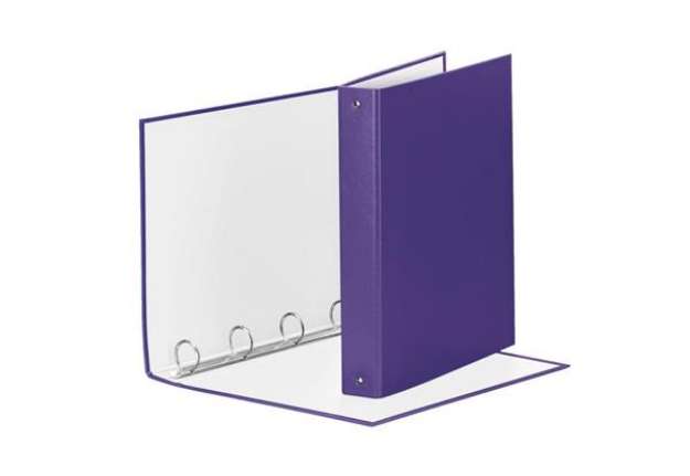 Immagine di Raccoglitore Esselte Meeting a 4 anelli tondi 30mm cartone rivestito in PP viola 22x30cm dorso 4cm -
