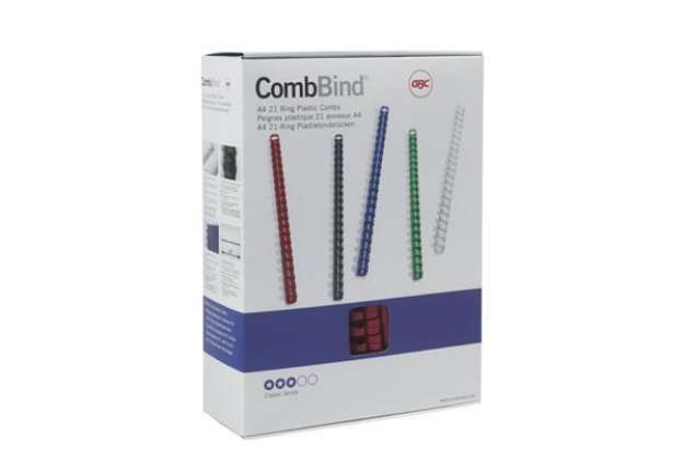 Immagine di Dorsi plastici a 21 anelli GBC CombBind 51 mm A4 bianco  - fino a 450 fogli conf da 50 dorsi - 40282