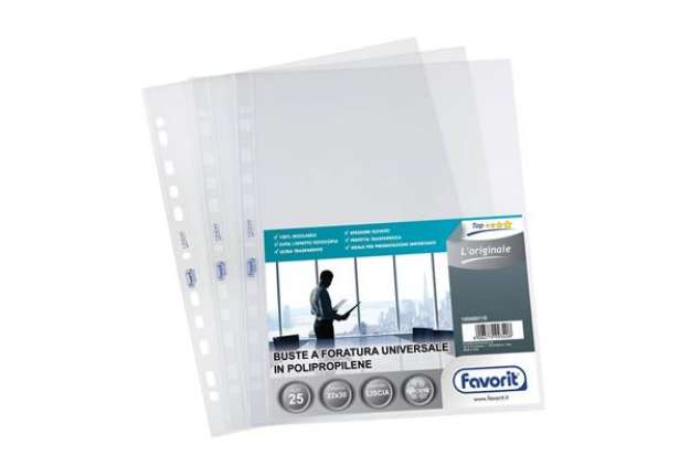 Immagine di Buste trasp. a foratura universale FAVORIT L'Originale 22x30 cm conf. da 25 - 100460118