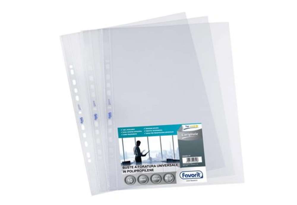 Immagine di Buste trasp. a foratura universale FAVORIT L'Originale 30x42 cm conf. da 10 - 100460119