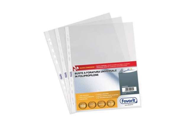 Immagine di Buste trasp. a foratura universale FAVORIT buccia d'arancia air 22x30 cm conf. da 100 - 100460054