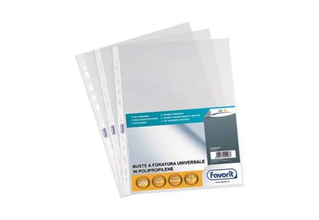 Immagine di Buste trasp. a foratura universale FAVORIT buccia d'arancia air 22x30 cm conf. da 200 - 100460055