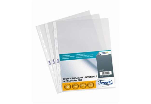 Immagine di Buste trasp. a foratura universale FAVORIT buccia d'arancia linear 23x33 cm conf. da 50 - 100460066