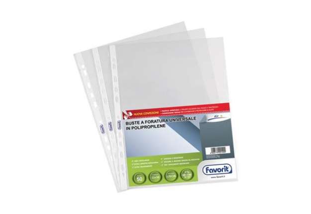 Immagine di Buste trasp. a foratura universale FAVORIT liscia air 22x30 cm conf. da 50 - 100460056