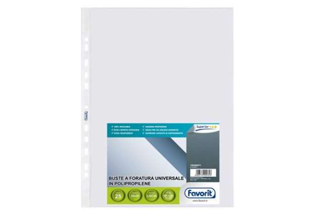 Immagine di Buste trasp. a foratura universale FAVORIT liscia superior 25x35 cm conf. da 25 - 100460071