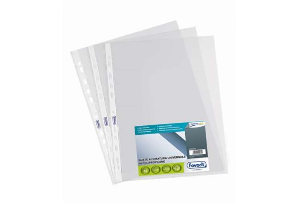 Immagine di Buste trasp. a foratura universale FAVORIT liscie superior 35x50cm conf. da 10 - 400053759