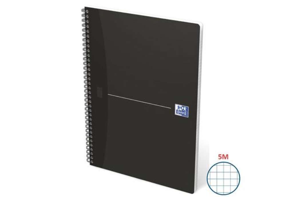 Immagine di Quaderno spiralato OXFORD Office Essentials Maxi A4 nero quadretti 5 mm 100100759