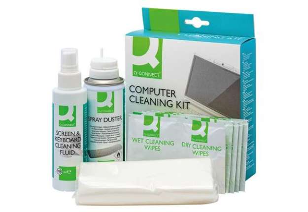 Immagine di Kit pulizia pc Q-Connect aria compressa, liquido detergente e salviette KF32155A