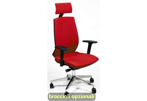 Immagine di Sedia operativa girevole Unisit Larissa LR1SB con poggiatesta - rivestimento ignifugo rosso - LR1SB/
