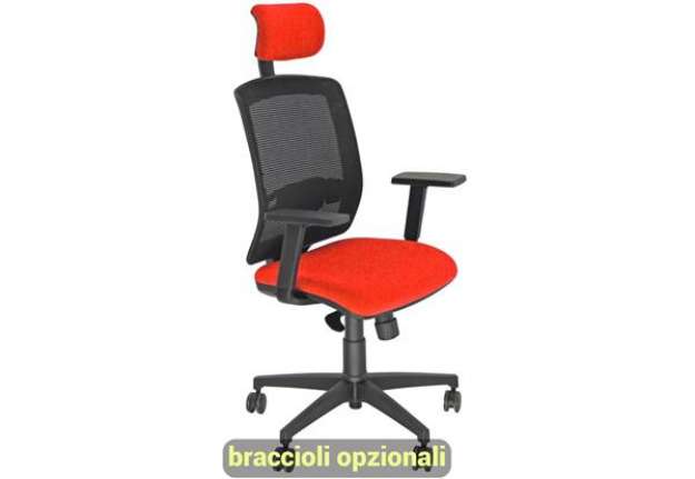 Immagine di Sedia semidirezionale girevole Unisit Molly MLAPG con poggiatesta - schienale rete nero - riv. ignif