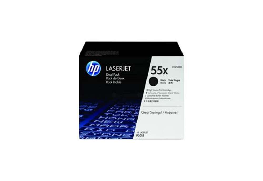 Immagine di Toner alta capacità 55X HP nero  Conf. 2 - CE255XD