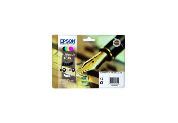 Immagine di Cartucce inkjet alta capacità ink pigmentato Penna e Cruciverba 16XL Epson n+c+m+g Conf. 4 - C13T163