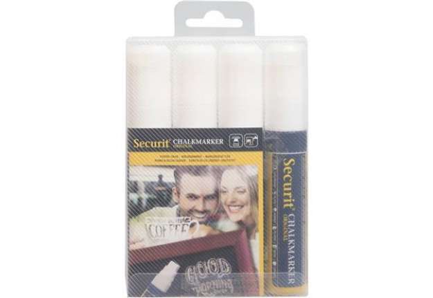 Immagine di Pennarello a gesso liquido Securit® a punta grande 7-15 mm bianco conf. da 4 - SMA720-V4-WT