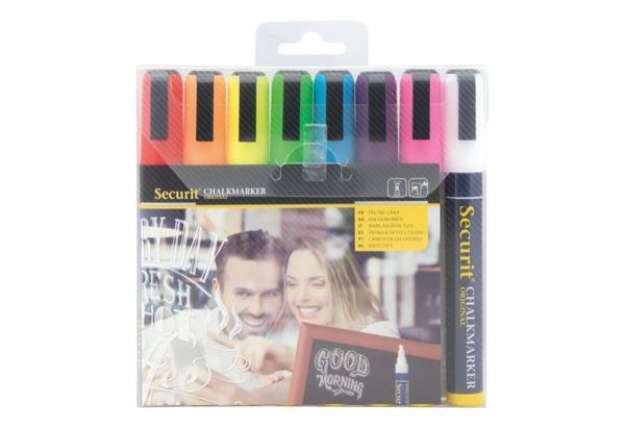 Immagine di Pennarelli a gesso liquido Securit® a punta media 2-6 mm assortiti set da 8 - SMA510-V8