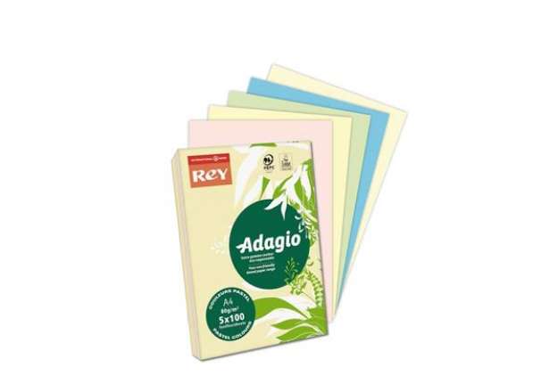 Immagine di Carta colorata A4 Sylvamo Rey Adagio 80 g/m² colori pastello - Risma da 500 fogli - ADAGI080X908