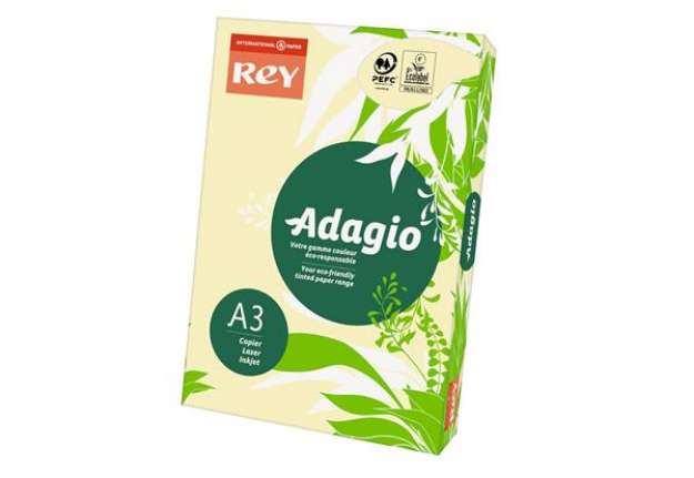 Immagine di Carta colorata A3 Sylvamo Rey Adagio 160 g/m² giallo canarino 03 - Risma da 250 fogli - ADAGI160X484