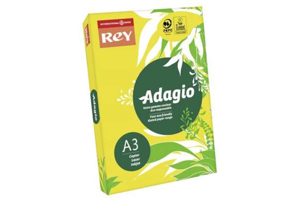 Immagine di Carta colorata A3 Sylvamo Rey Adagio 160 g/m² giallo intenso 66 - Risma da 250 fogli - ADAGI160X502