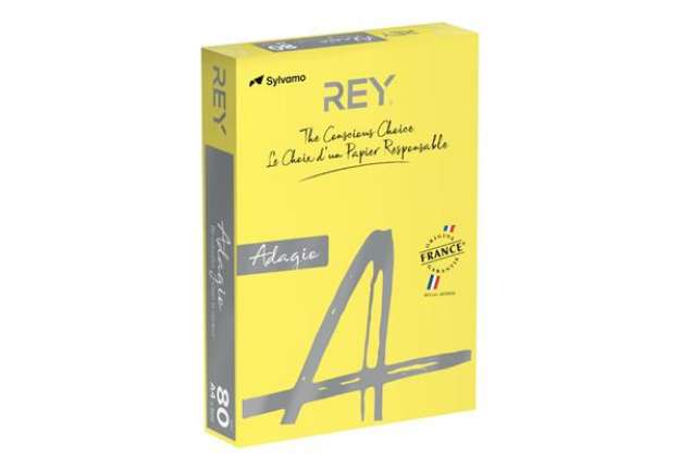 Immagine di Carta colorata A4 Sylvamo Rey Adagio 80 g/m² giallo intenso 66 - Risma da 500 fogli - ADAGI080X636