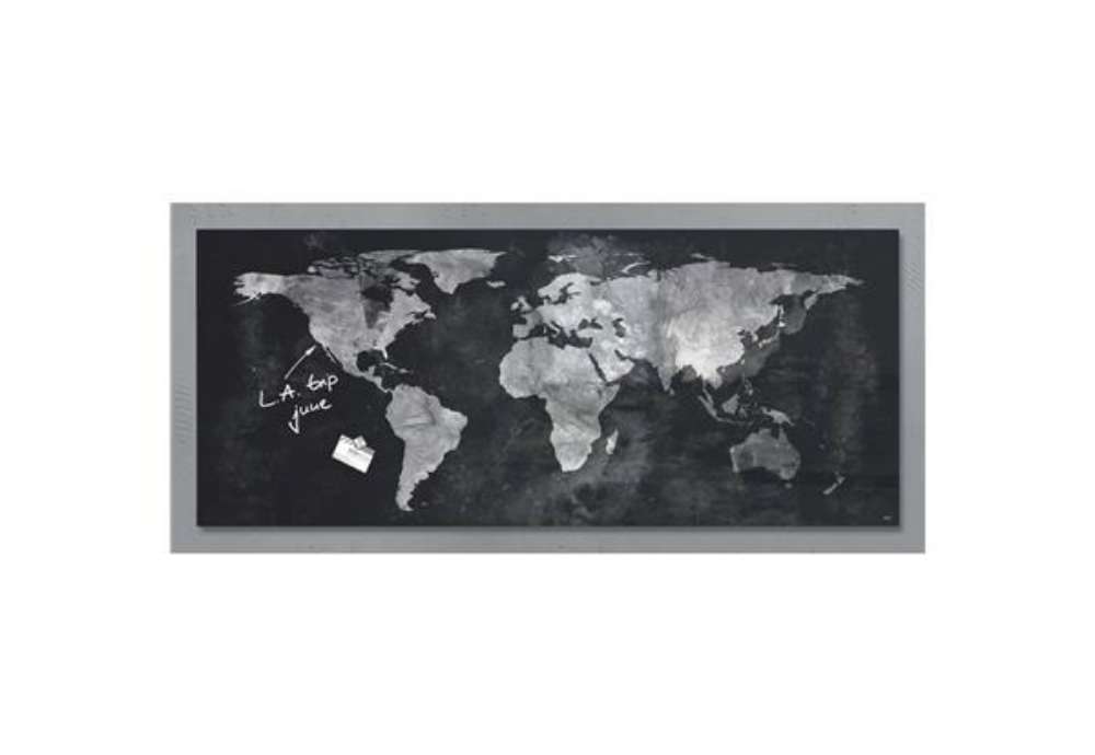 Immagine di Lavagna magnetica in vetro Artverum SIGEL 130x55x1,5 cm Worldmap RGL246
