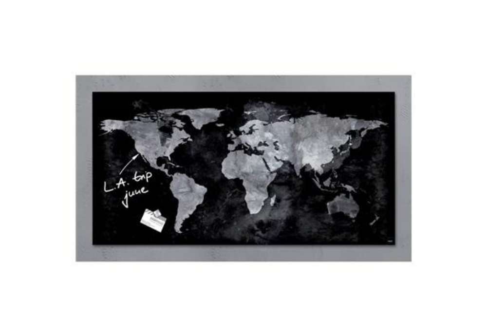 Immagine di Lavagna magnetica in vetro Artverum SIGEL 91x46x1,5 cm Worldmap RGL270
