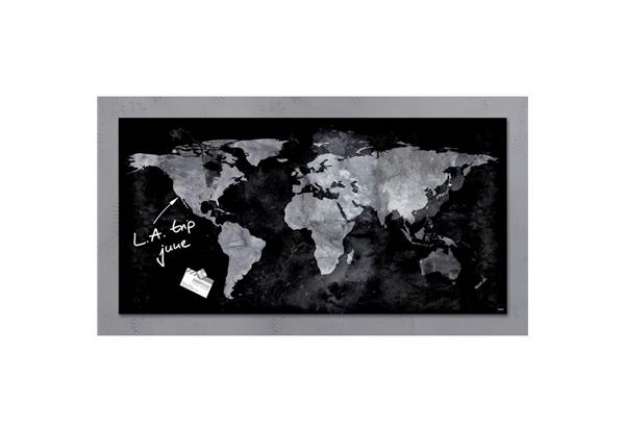 Immagine di Lavagna magnetica in vetro Artverum SIGEL 91x46x1,5 cm Worldmap RGL270