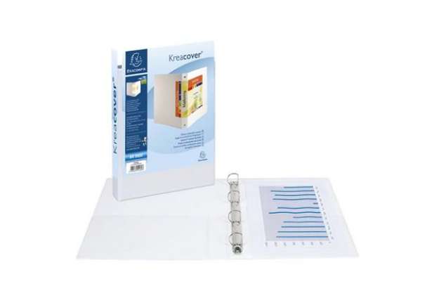 Immagine di Raccoglitore personalizzabile Exacompta A4 maxi Kreacover® bianco 4 anelli a D 40 mm - 51943E
