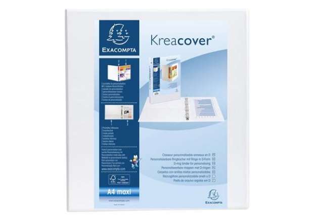 Immagine di Raccoglitore personalizzabile Exacompta A4 maxi Kreacover® bianco 4 anelli a D 50 mm - 51944E
