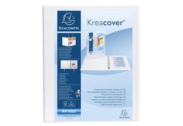 Immagine di Raccoglitore personalizzabile Exacompta A4 maxi Kreacover® bianco 4 anelli a D 25 mm - 51946E