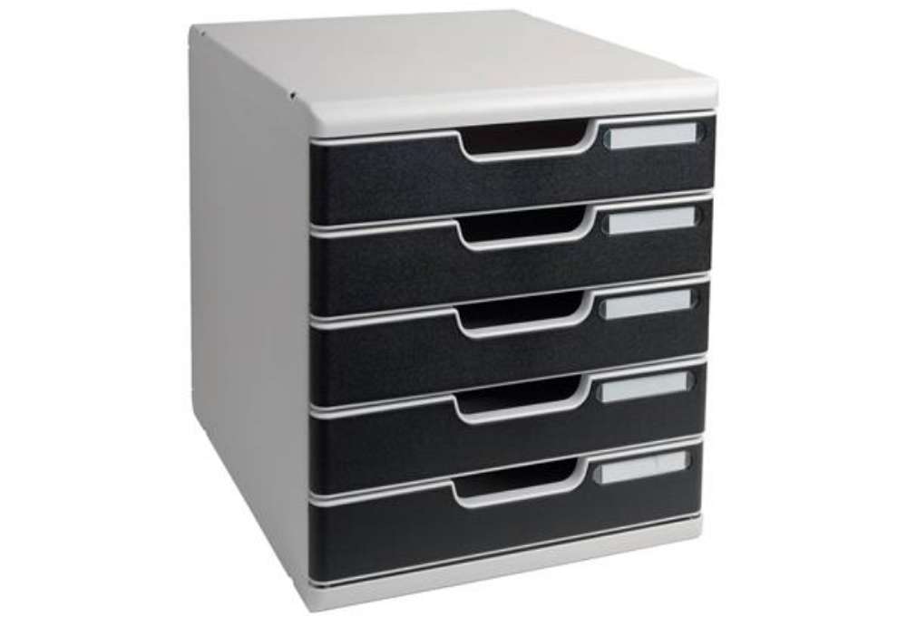 Immagine di Cassettiera Exacompta MODULO Classic 5 cassetti 28,8x35x32 cm grigio/nero 301014D
