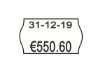 Immagine di Rotolo da 1000 etichette per prezzatrice Printex sagomate 26x16 mm bianco con stampa rossa DATA - 26