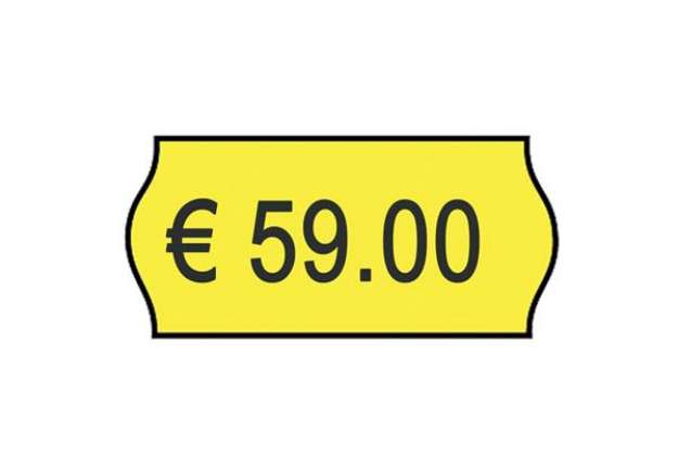 Immagine di Rotolo da 1000 etichette per prezzatrice Printex sagomate 26x12 mm giallo remov. conf. 10 rotoli - 2