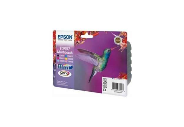 Immagine di Cartucce inkjet Colibrì T080/blister RS Epson 6 colori Conf. 6 - C13T08074011