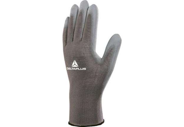 Immagine di Guanti da lavoro Delta Plus in maglia di poliammide con palmo in poliuretano grigio  taglia 9 - VE70