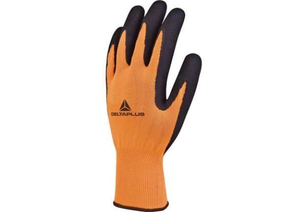 Immagine di Guanto da lavoro Delta Plus Apollon VV733 in maglia poliestere arancio taglia 7 - VV733OR07