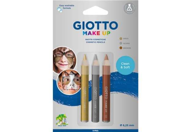 Immagine di Tris tematico di matite cosmetiche GIOTTO oro, argento, bronzo metallizzate - conf. 3 pezzi 473200