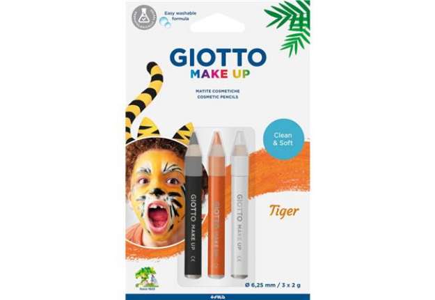Immagine di Tris tematico di matite cosmetiche GIOTTO bianco, giallo, nero - Tiger conf. 3 pezzi - 473300