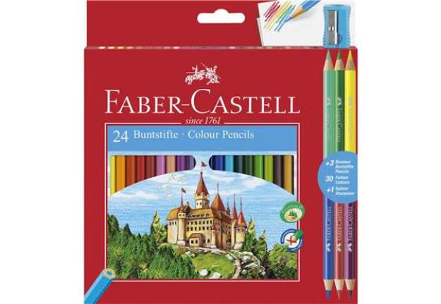 Immagine di Matite colorate Faber-Castell Eco Il Castello Conf. 24 + 3 Bicolor - 110324