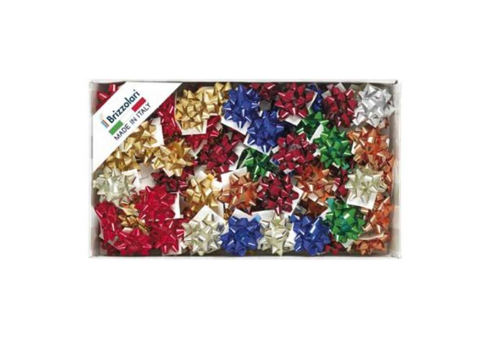 Immagine di Stelle adesive per pacchi regalo Brizzolari 6,5 mm Ø 35 mm assortiti lucido  conf. 100 - 2970