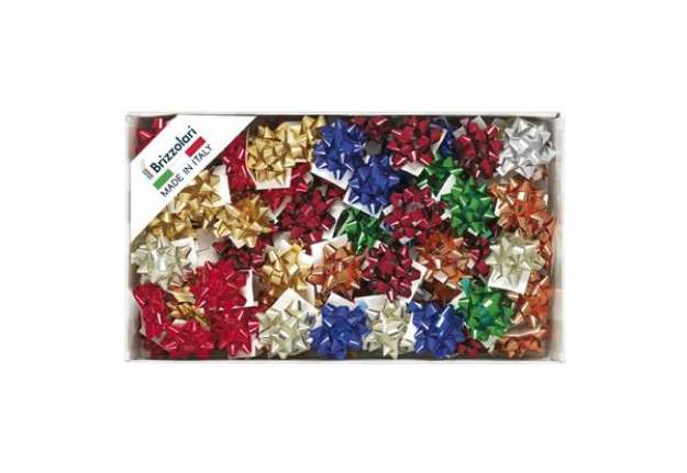 Immagine di Stelle adesive per pacchi regalo Brizzolari 6,5 mm Ø 35 mm assortiti lucido  conf. 100 - 2970