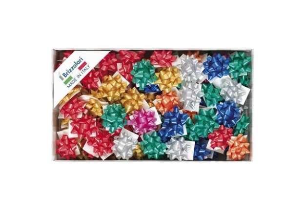 Immagine di Stelle adesive per pacchi regalo Brizzolari 6,5 mm Ø 35 mm assortiti opaco  conf. 100 - 2900