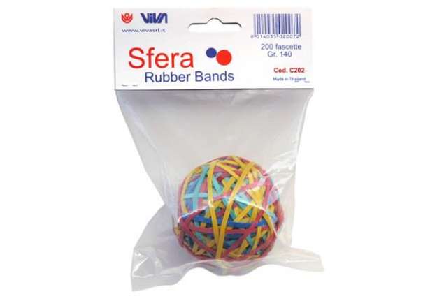Immagine di Sfera fascette elastiche VIVA assortiti diametro 60 mm - conf. 200 pezzi - C202