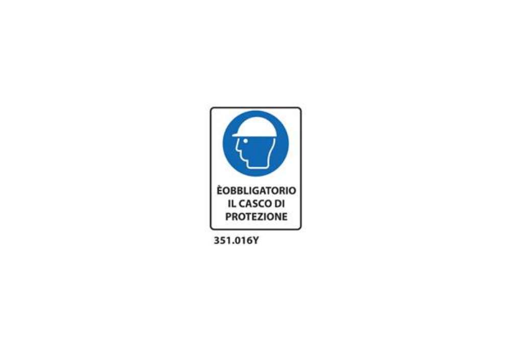Immagine di Cartello di obbligo ''È obbligatorio il casco di protezione'' Dixon Industries 27x33 cm - 351.016Y
