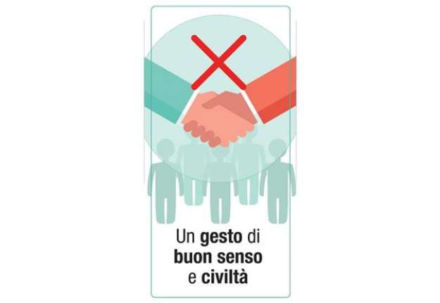 Immagine di Adesivo segnaletico ''Un gesto di buon senso e civiltà'' (logo vietata stretta di mano) 15x30 cm mul