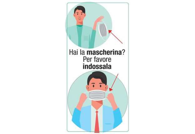 Immagine di Adesivo segnaletico ''Hai la mascherina? Per favore indossala'' 15x30 cm multicolore - 30032