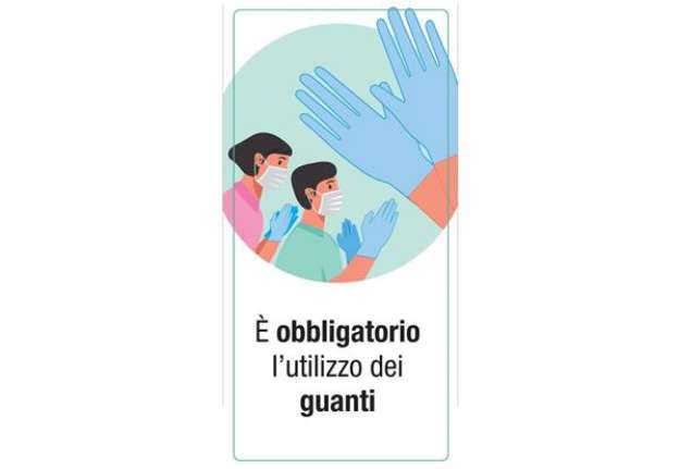 Immagine di Adesivo segnaletico ''È obbligatorio l'utilizzo dei guanti'' 15x30 cm multicolore - 30034