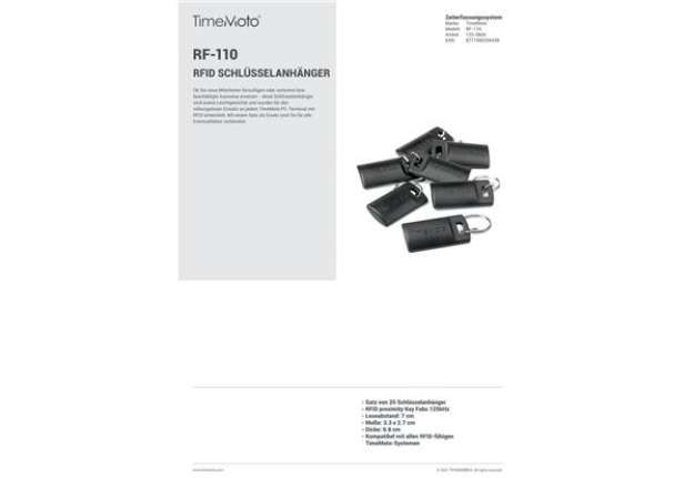Immagine di Set di 25 portachiavi RFID RF-110 125 kHz per sistemi rilevazione presenze TimeMoto - 125-0604