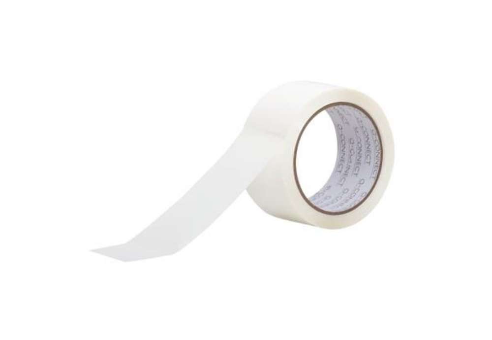 Immagine di Nastro adesivo da imballo Q-Connect 50 mm x 66 m bianco - svolgimento rumoroso - conf. 6 pezzi - KF0